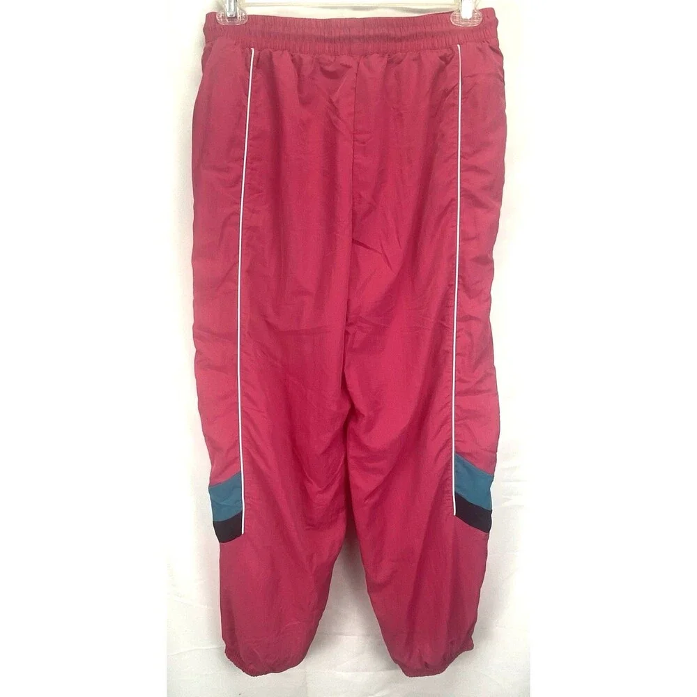 Adidas Women’s Size L Large Track Pants Windbreaker Pink Lined Drawstring Poly